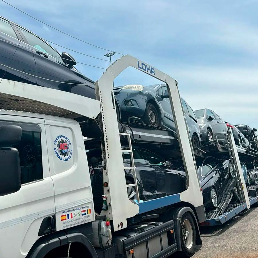 Autotransportes Sierra López vehículos subidos en grúa 